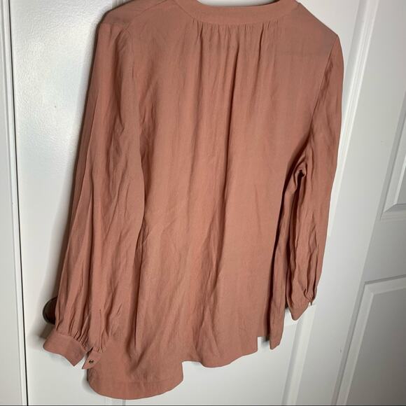 Madewell Peachy Pink Lace Up Peasant Blouse Size Extra Small - Picture 6 of 6